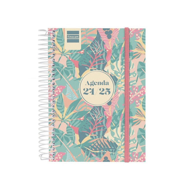 Agenda curso 2024-2025 Secundaria 1/8 - 120x164 mm 1 día página Exotic Finocam portugués multilingüe.