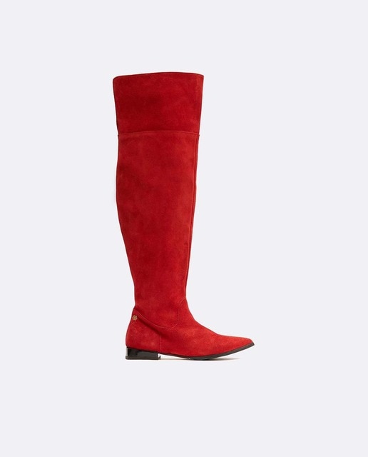 Botas mosquetera serraje rojo