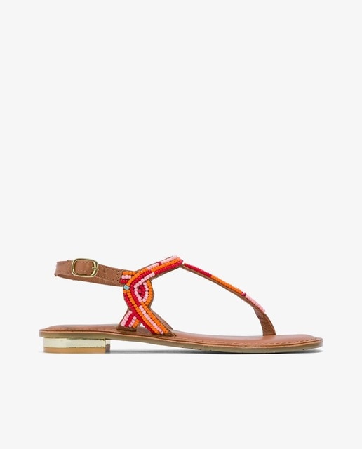 Sandalias India cuentas naranja