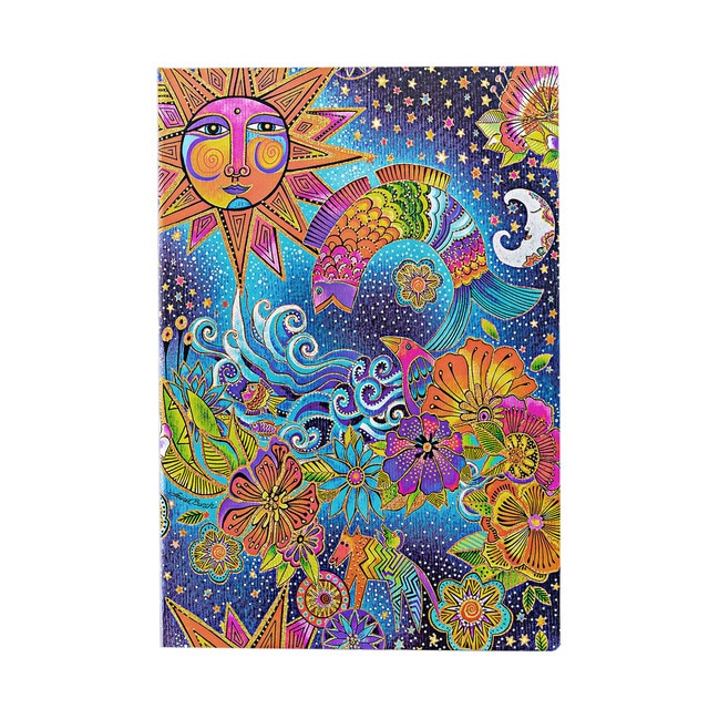 Cuaderno de dibujo Magia Celeste Grande (300x205x18) de 112 páginas y cierre con banda elástica Paperblanks azul.