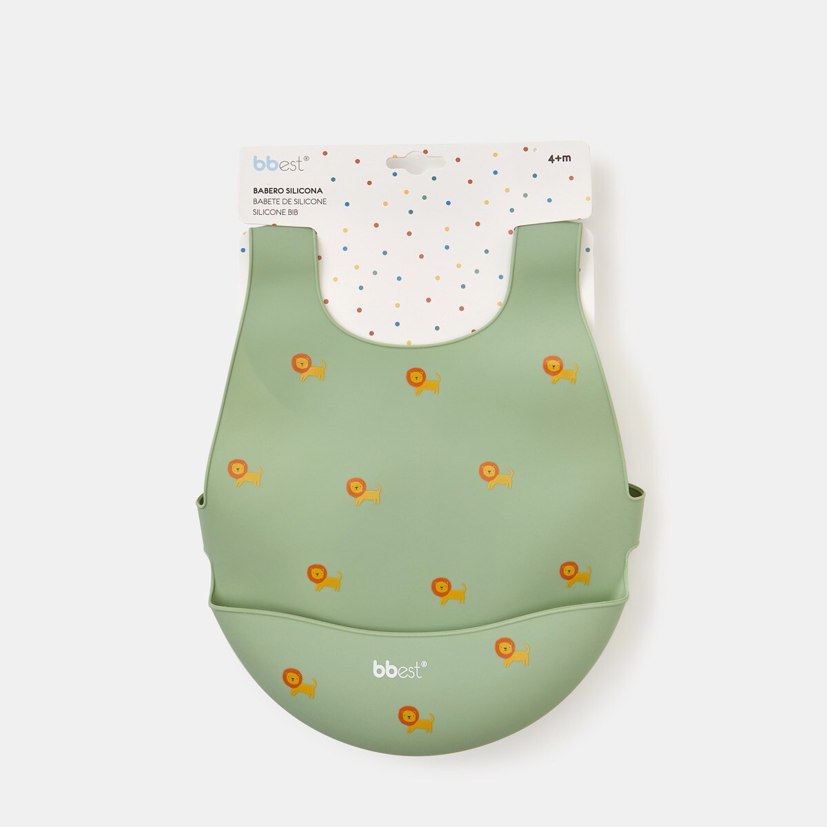 Babete de Silicone Leões com Fecho nas Costas Verde-3