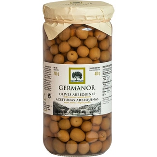 GERMANOR aceitunas arbequina enteras frasco 450 g neto escurrido