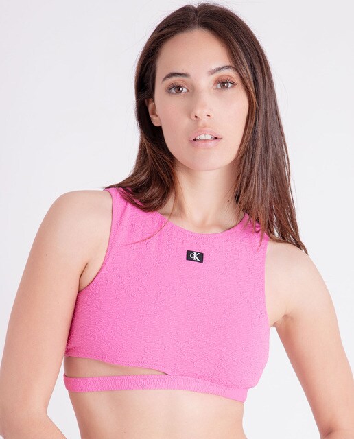 Camiseta de tirantes Cropped - CK Monograma Textura