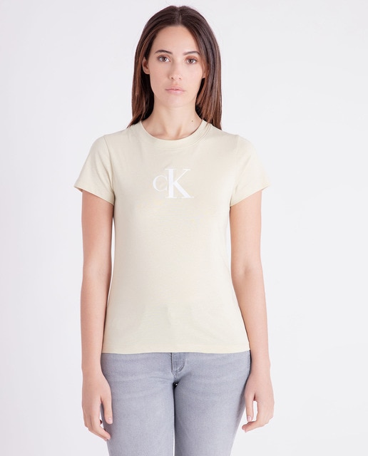 Calvin Klein Jeans - Camiseta Mujer manga corta slim con monograma.
