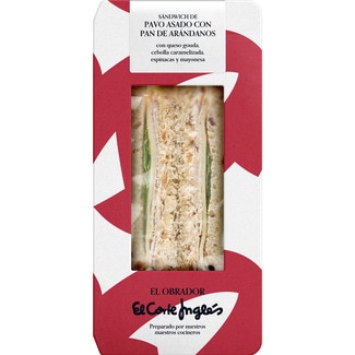EL OBRADOR EL CORTE INGLES turkey sandwich with cranberry bread, gouda cheese, caramelised onion and spinach piece 195 g