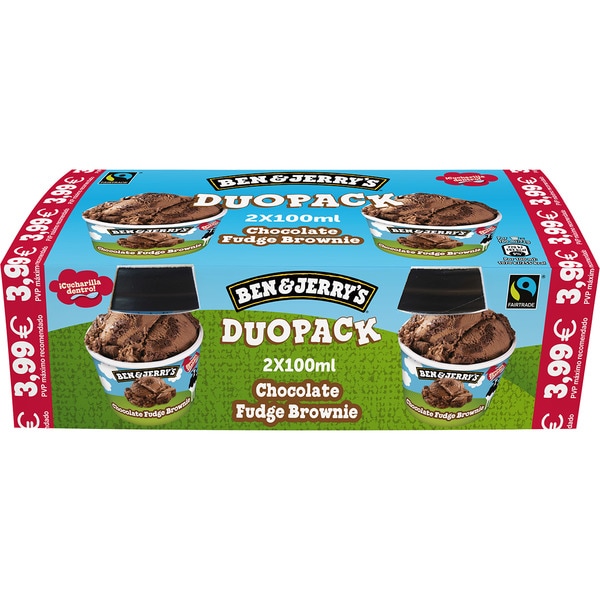 BEN & JERRY'S helado de chocolate fudge brownie 2 unidades estuche 100 ml