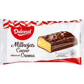 DULCESOL Cocoa millefeuille filled with cream 3-pack container 150 g