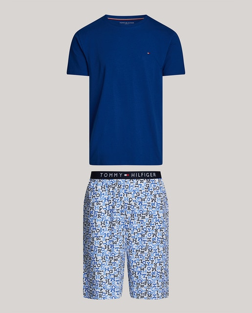 Pijama de hombre corto Tommy Hilfiger con pantalón de tela estampada y camiseta