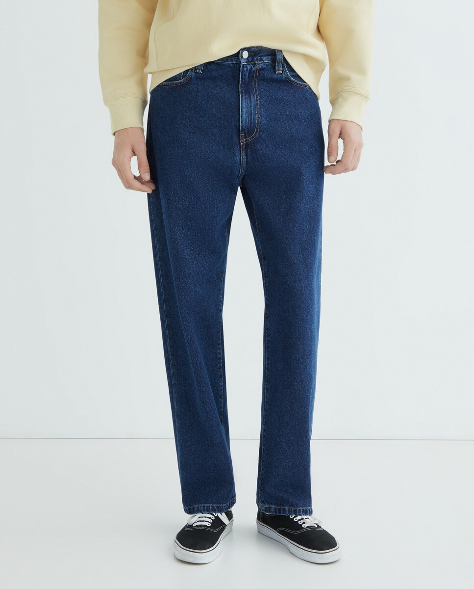 Jeans de 5 Bolsos Loose Tapered Fit Azul-2