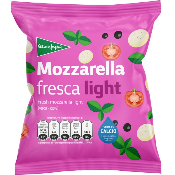 mozzarella de vaca light bolsa 125 g