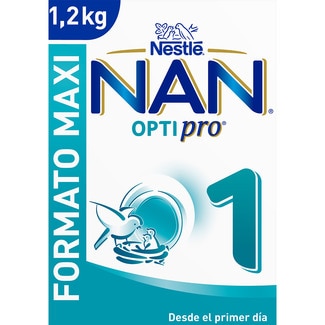 NESTLE NAN 1 Optipro leche en polvo para lactantes desde el primer día formato maxi caja 1,2 kg sin aceite de palma