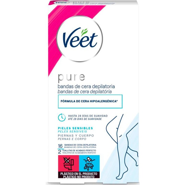 Bandas Depilatórias Cera Fria Corpo Pele Sensíveis embalagem 16 unidades
