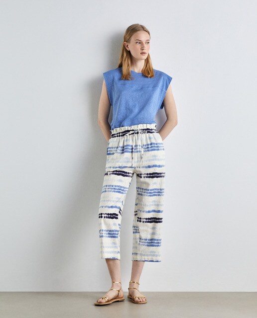Pantalón culotte de mujer lino
