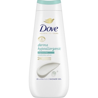 DOVE gel de baño Derma Hypoallergenic sin fragancia frasco 400 ml 0% sulfatos