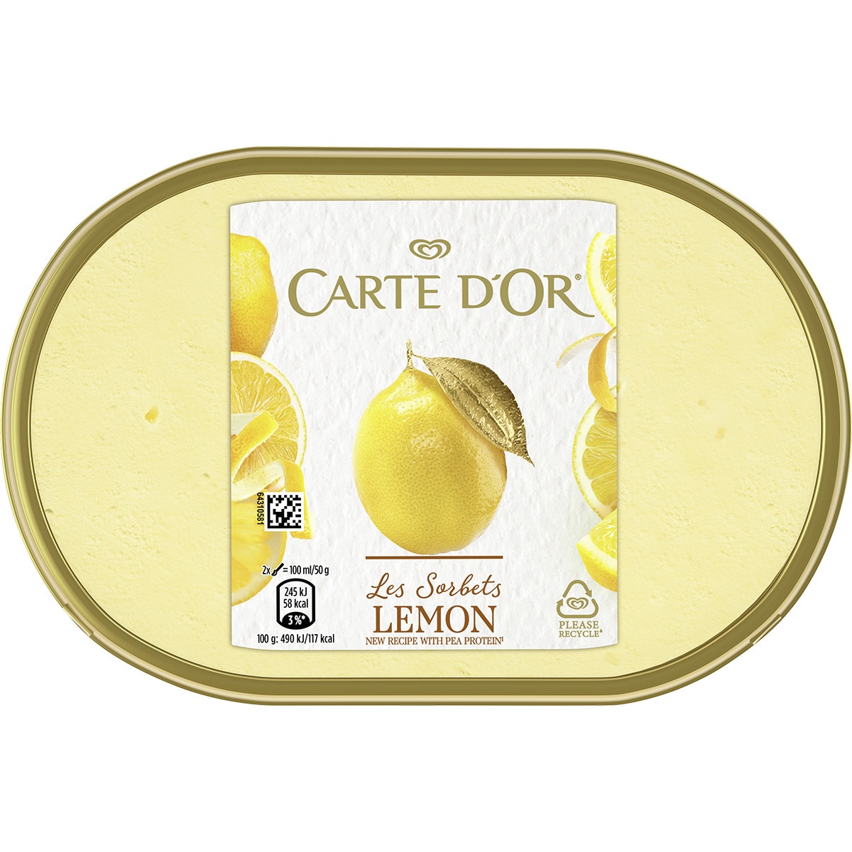 helado sorbete limón con zumo de limón