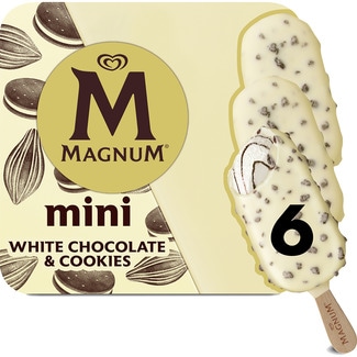 Mini helado de chocolate blanco y cookies 6 unidades estuche 330 ml - Magnum