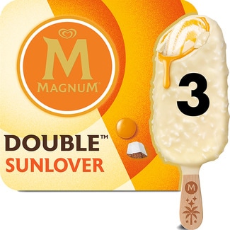 Double Sunlover helado de chocolate blanco con mango y coco sin gluten 3 unidades estuche 255 ml - Magnum