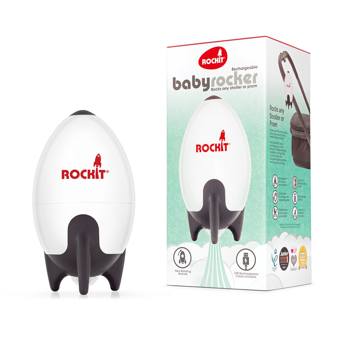 Sistema de Baloiço para Carrinhos com Bateria Recarregável Branco-3