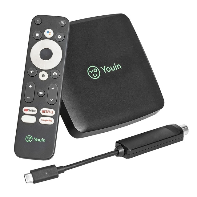 Receptor Youin You-Box T2, Android TV, sintonizador TDT integrado, Asistente de Google & Chromecast built-in