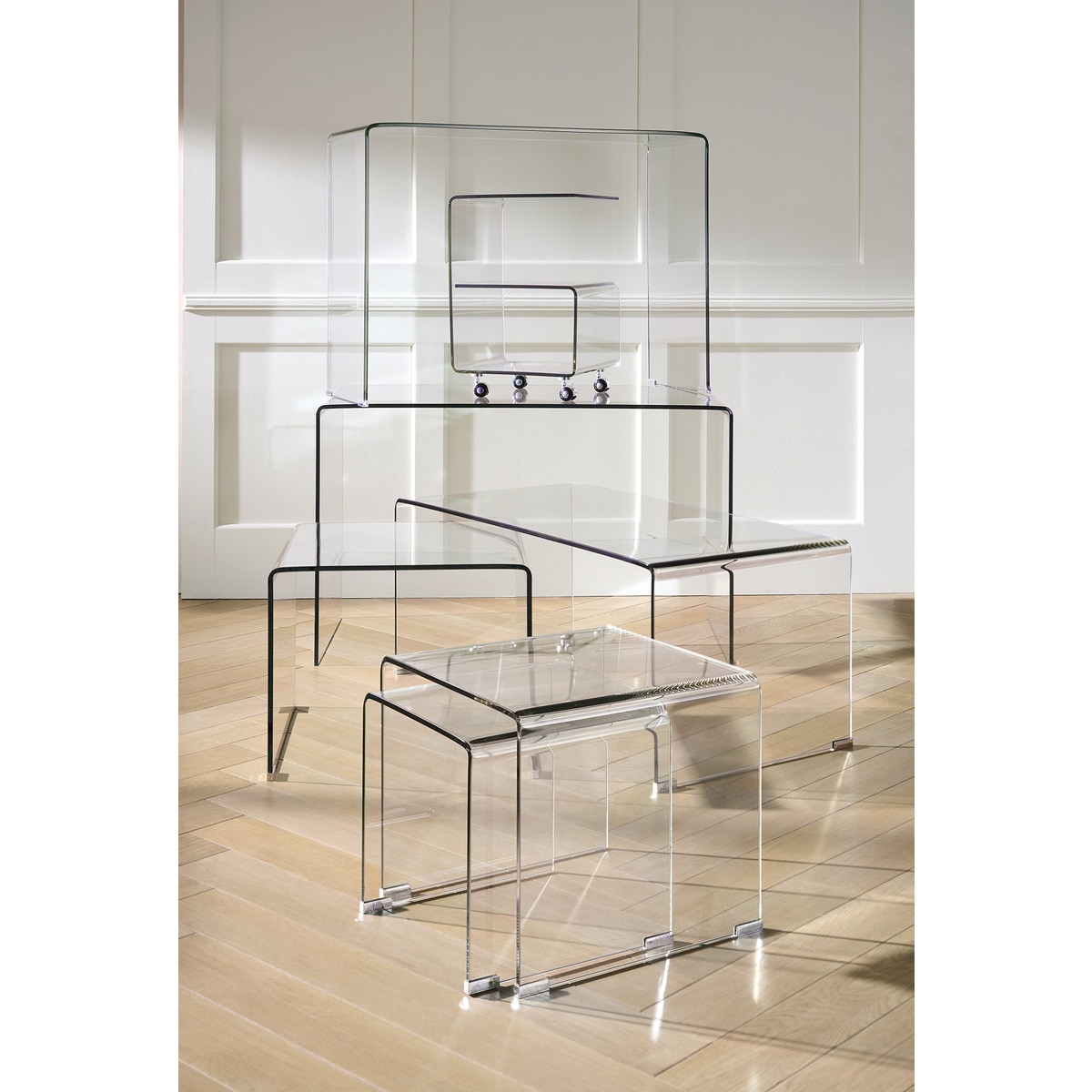 Mesa de Secretária de Vidro Shiny Transparente-7