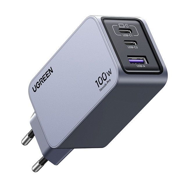 Cargador USB-C UGREEN Nexode Pro 100W GaN, 3 puertos con carga rápida