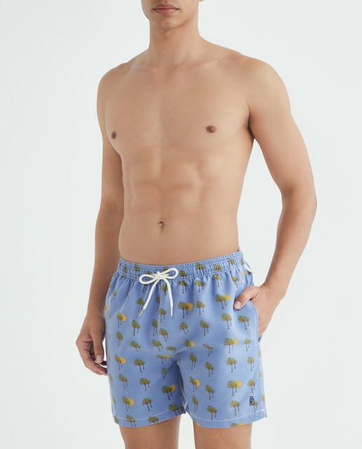 Traje de baño de hombre efecto lavado estampado palmera sol