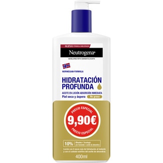 NEUTROGENA Hidratación Profunda aceite en loción corporal de absorción inmediata frasco 400 ml para piel seca y áspera
