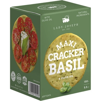 LADY JOSEPH crackers artesanos maxi con albahaca y aceite de oliva estuche 150 g