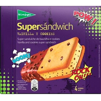 El Corte Inglés 4 Super Sanduíche de Baunilha e Cookies embalagem 600 ml