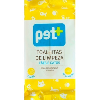 Toalhitas de Limpeza de Limão para Cão e Gato embalagem 40 unidades