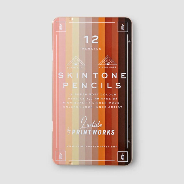 Caja 12 lápìces skin tone Printworks marrón y blanco