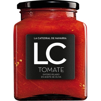 LA CATEDRAL DE NAVARRA ganze Tomaten geschält in Olivenöl Flacon 400 g netto Abtropfgewicht