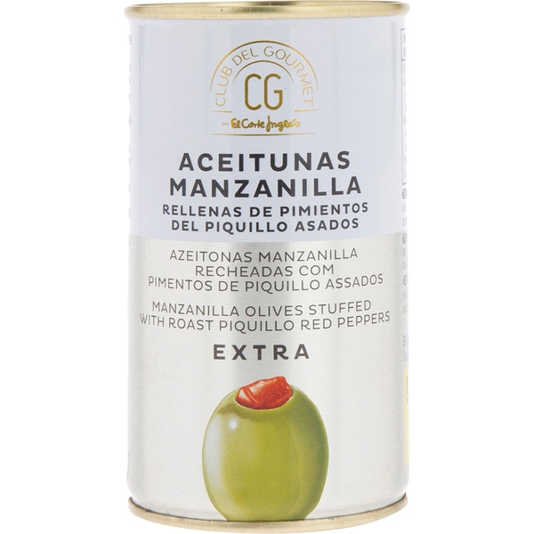 aceitunas manzanilla rellenas de pimientos del piquillo asados lata 150 g neto escurrido
