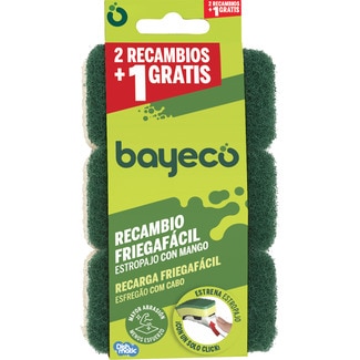 BAYECO recambio para estropajo fibra verde con mango Friegafácil envase 2 unidades