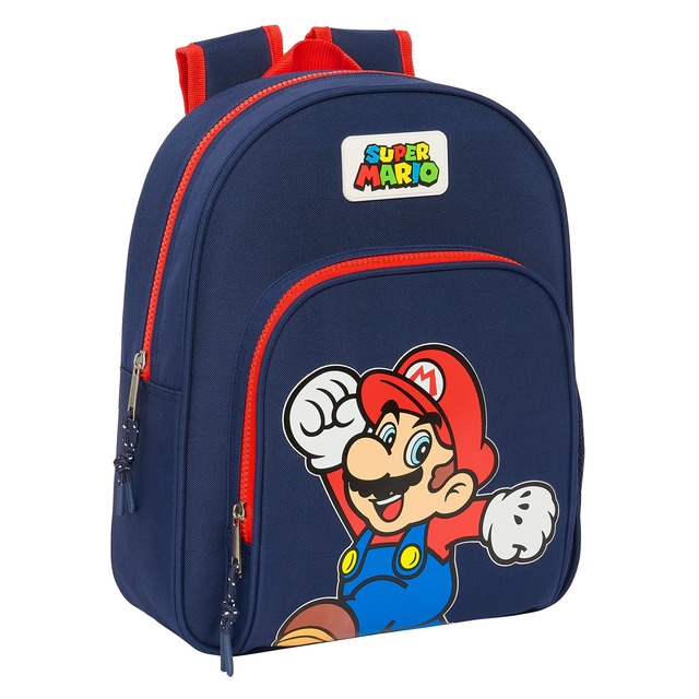 Mochila infantil adaptable a carro Super Mario Bros Safta azul marino