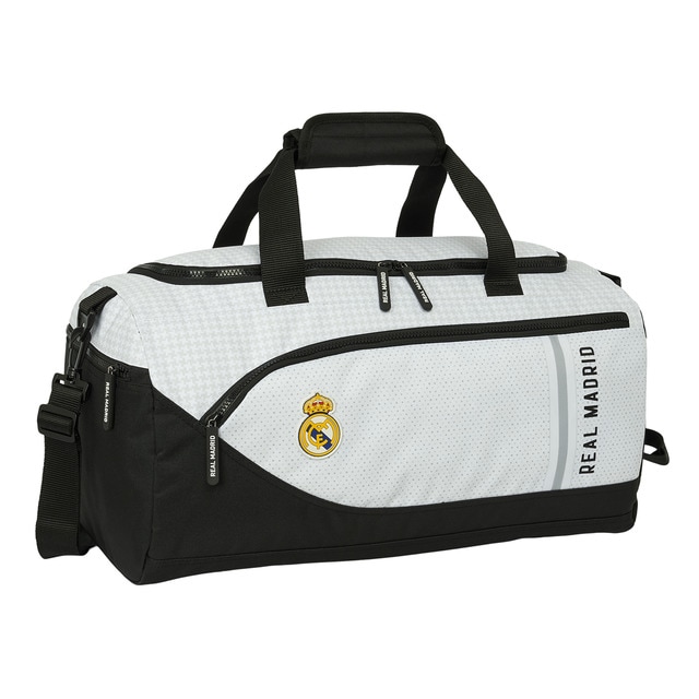 Bolsa deporte Real Madrid C.F. 1ª equipacion 24/25 blanca y gris.