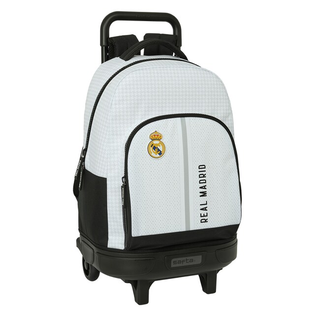 Mochila grande con ruedas compact extraible Real Madrid C.F. 1ª equipacion 24/25 blanca y gris