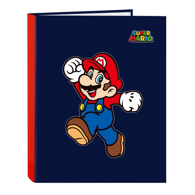 Carpeta folio 4 anillas mixtas Super Mario Bros Safta azul marino