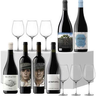 VINTAE BRINDIS selección de vinos tintos DOCa Rioja estuche 6 botellas con regalo de 6 copas