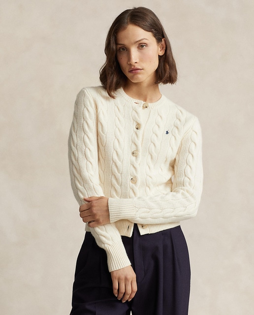 Cárdigan de mujer de lana de punto de ochos