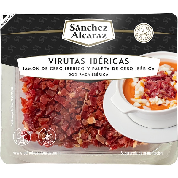 virutas ibéricas sin gluten sin lactosa envase 100 g jamón de cebo ibérico y paleta de cebo ibérica 50% raza ibérica