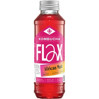 FLAX & KALE African Mule kombucha con jengibre, hibiscus y naranja botella 330 ml