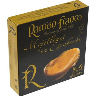 RAMON FRANCO Galician mussels in marinade 4-6 pieces tin 78 drained weight g