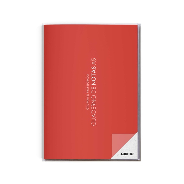 Cuaderno de notas A5, tamaño 15 x 21,2 cm, Additio, rojo, castellano.