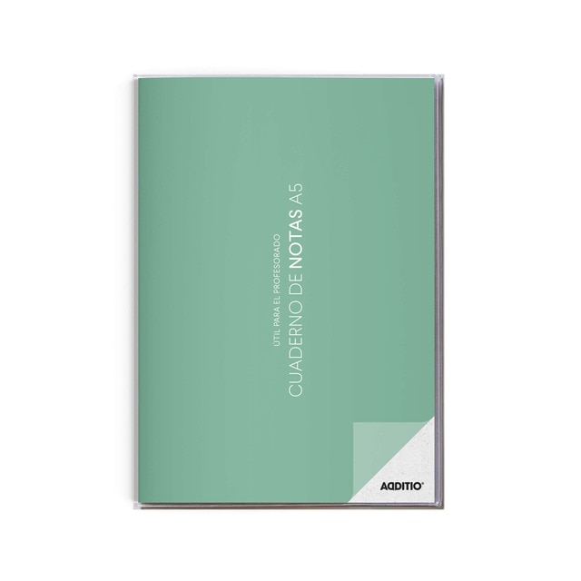 Cuaderno de notas A5, tamaño 15 x 21,2 cm, Additio, verde, castellano.