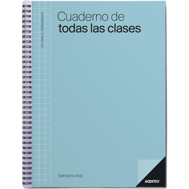 Cuaderno de todas las clases semana vista, tamaño 24 x 31 cm, Additio, azul, castellano.