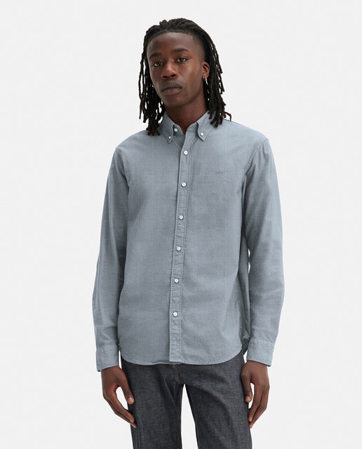 Camisa vaquera de algodón de hombre de manga larga fit relajado