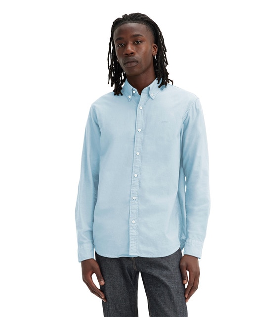 Camisa vaquera de algodón de hombre de manga larga fit relajado
