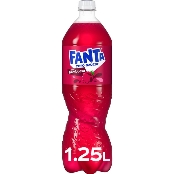 refresco de frambuesa con gas sin azúcares añadidos botella 1,25 l