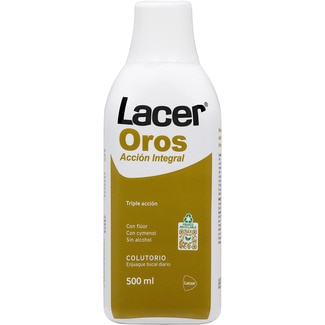 LACER Oros enjuague bucal diario protección bucodental integral triple acción sin alcohol frasco 500 ml